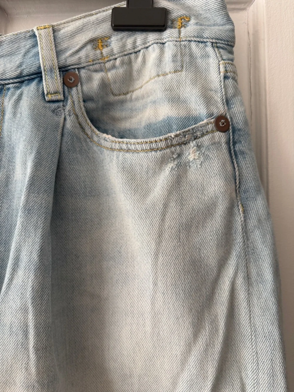R13 Wide Leg Distressed Summer Weight Jeans - Picture 3 of 6